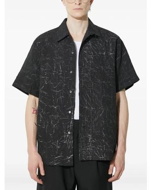 Han Kjobenhavn Crackle-Print Short-Sleeve Shirt - Black