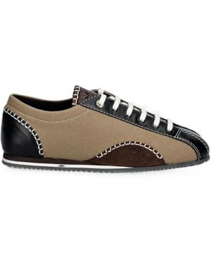 Wales Bonner Paris Contrast-Stitch Leather-Panelled Sneakers - Natural