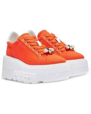 Casadei Baskets Plateforme À Ornements En Cristal - Rouge
