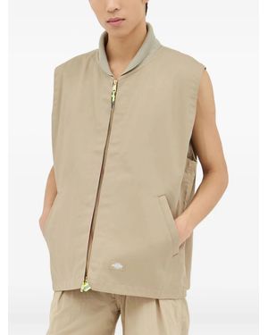 Dickies Zip-Front Sleeveless Gilet - Natural