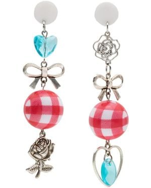 Amir Slama Bow Heart-Motif Drop Earrings - White