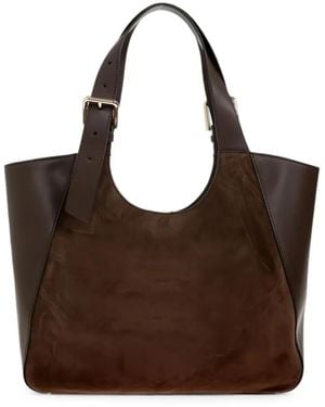 Furla Suede-Panelled Shoulder Bag - Brown