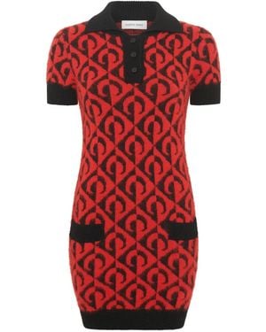 Marine Serre Robe-Polo Moon En Maille - Red