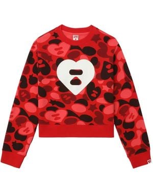 A Bathing Ape Heart-Print Jumper - Red