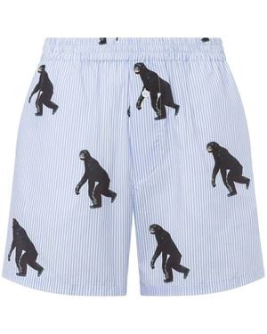 Moschino Graphic-Print Striped Shorts - Blue