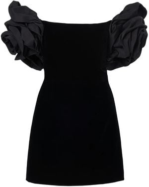 Carolina Herrera オフショルダー ベルベット ミニドレス - ブラック