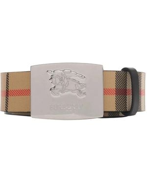 Burberry チェック リバーシブル ベルト - ホワイト