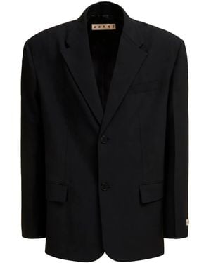 Marni Logo-Appliqué Single-Breasted Blazer - Black