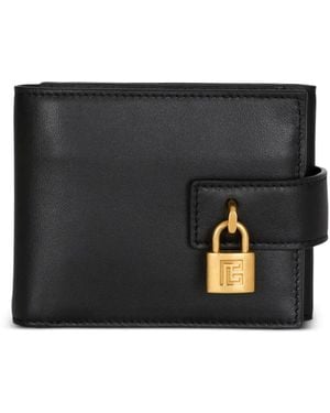 Balmain Portefeuille Pliant À Détail De Cadenas - Noir