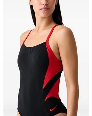 Nike Logo-Embroidered Racerback Swimsuit - Black
