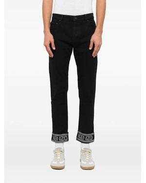 KENZO Logo-Cuff Jeans - Black