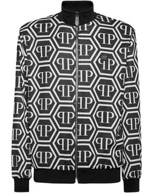 Philipp Plein Monogram-Print Track Jacket - Black