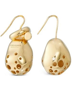 Ferragamo Boucles D'Oreilles Pendantes À Découpes - Métallisé