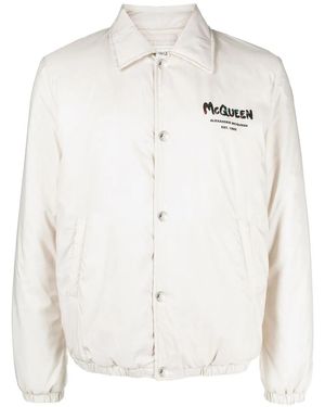 McQueen Logo-Print Bomber Jacket - White