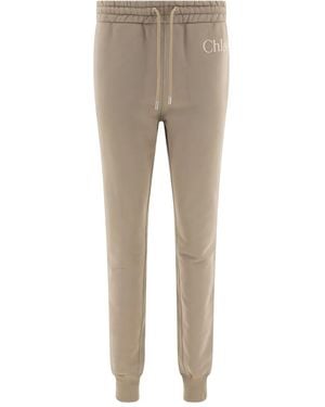 Chloé Logo-embroidered Fleece joggers - グレー