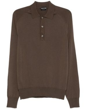 Tom Ford Wool-Blend Polo Shirt - Brown