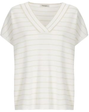 Kangra Striped V-Neck T-Shirt - White