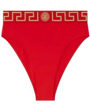 Versace High Waist Bikinislip Met Greca Rand - Rood