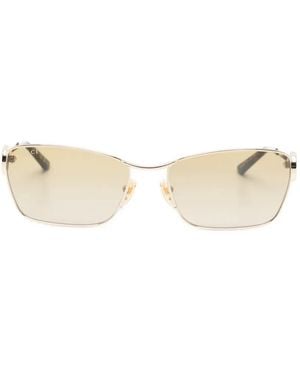 Gucci Gg Logo Rectangle-Frame Sunglasses - Natural