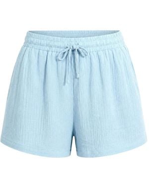 Seafolly Crinkle-Texture Drawstring Shorts - Blue