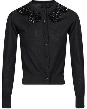 Simone Rocha Turbo Bead-Embellished Scalloped Cardigan - Black
