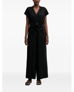 Benetton Lace-Trim Belted Jumpsuit - Black