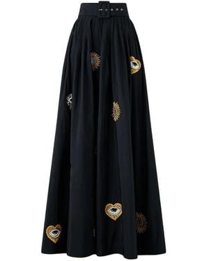 CAMILLA Belted Taffeta Skirt - Black