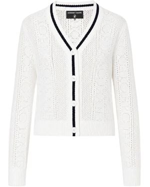 Iceberg Logo-Pointelle V-Neck Cardigan - Blue