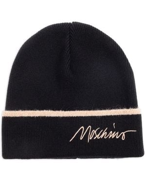 Moschino Logo-Lettering Beanie Hat - Blue