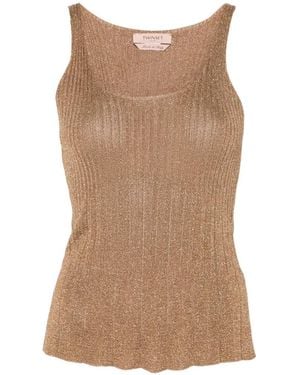 Twinset Ribbed Vest Top - Brown