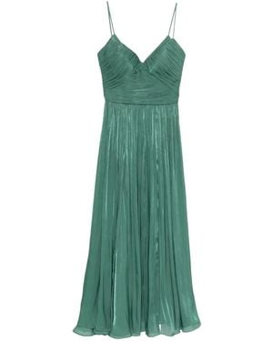 Costarellos Fayla V-Neck Pleated Maxi Dress - Green