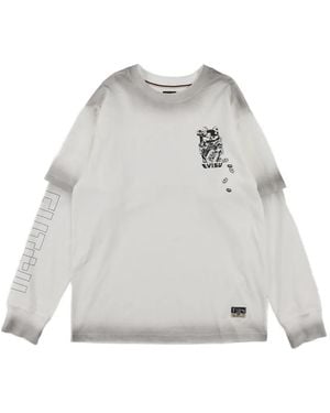 Evisu Layered-Sleeve Graphic-Print T-Shirt - White