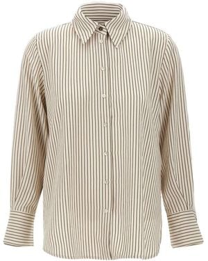 Marella Striped Long-Sleeve Shirt - White