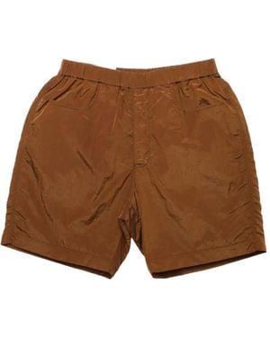 RANRA Stroller Shiny Track Shorts - Brown
