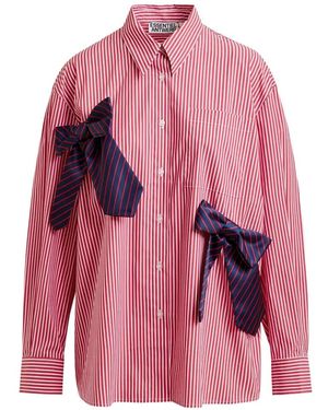 Essentiel Antwerp Striped Bow-Appliqué Shirt - Pink