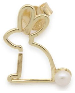 Aliita Pendiente Conejito en oro amarillo de 9 ct con perla - Blanco