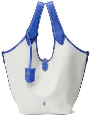 Polo Ralph Lauren Leather-Trimmed Canvas Tote Bag - Blue