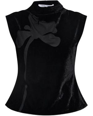 Samsøe & Samsøe Flower-Applique Velvet Top - Black