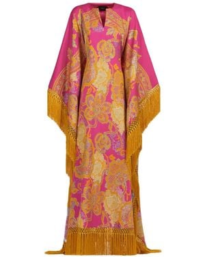 Taller Marmo Pahlavi Kaftan Fringed Dress - Orange