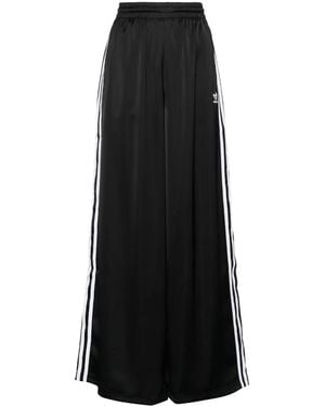 adidas Wide-Leg Satin Track Trousers - Black
