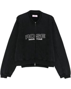 Martine Rose Zip-Up Logo-Print Sweatshirt - Black