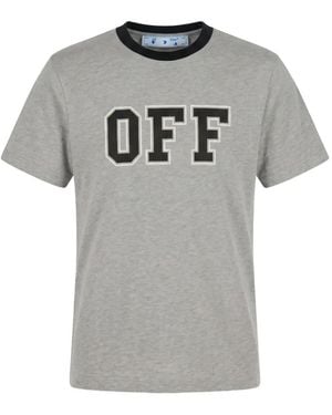 Off-White c/o Virgil Abloh Logo-Print Ringer T-Shirt - Grey