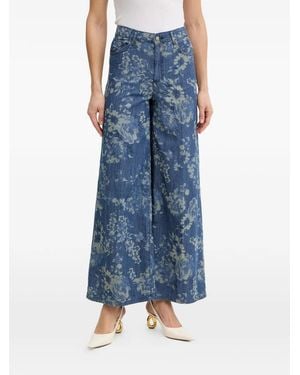 Fracomina Floral-Print Palazzo Trousers - Blue