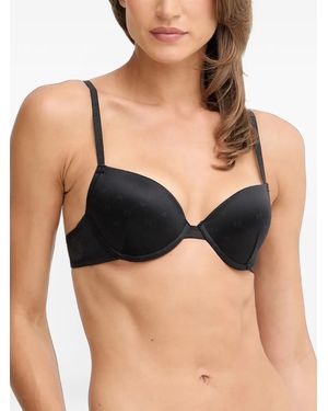 Emporio Armani All-Over Eagle Logo Push-Up Bra - Black