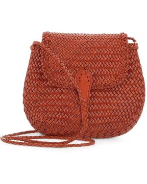 Dragon Diffusion Mini City Woven-Leather Crossbody Bag - Red
