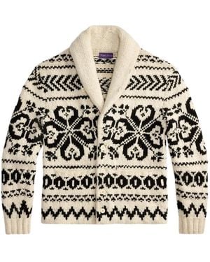 Ralph Lauren Shawl-Collar Jacquard Cardigan - White
