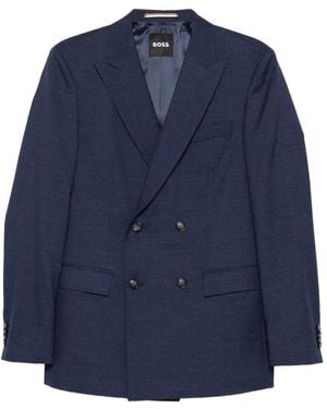 BOSS Wool Double-Breasted Suit - Blue