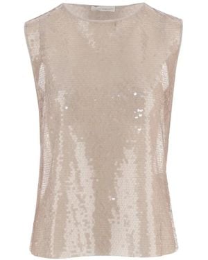 Niccolò Pasqualetti Sequinned Sleeveless Top - Natural