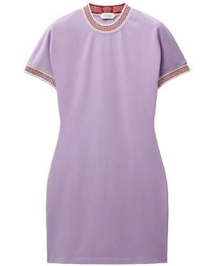 Versace Jacquard Stretch Cotton-Jersey Mini Dress - Purple