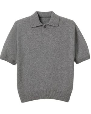 Petar Petrov Sharp Line Short-Sleeve Polo Top - Grey